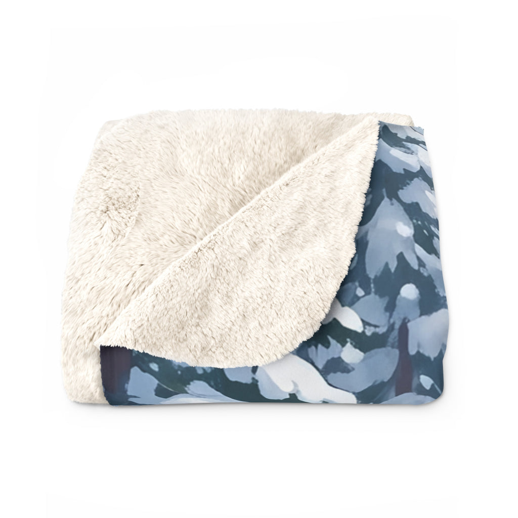 Cozy Winter Anime Sherpa Blanket Girls in Snowy Forest Cute Manga Style Gift for Anime Fans