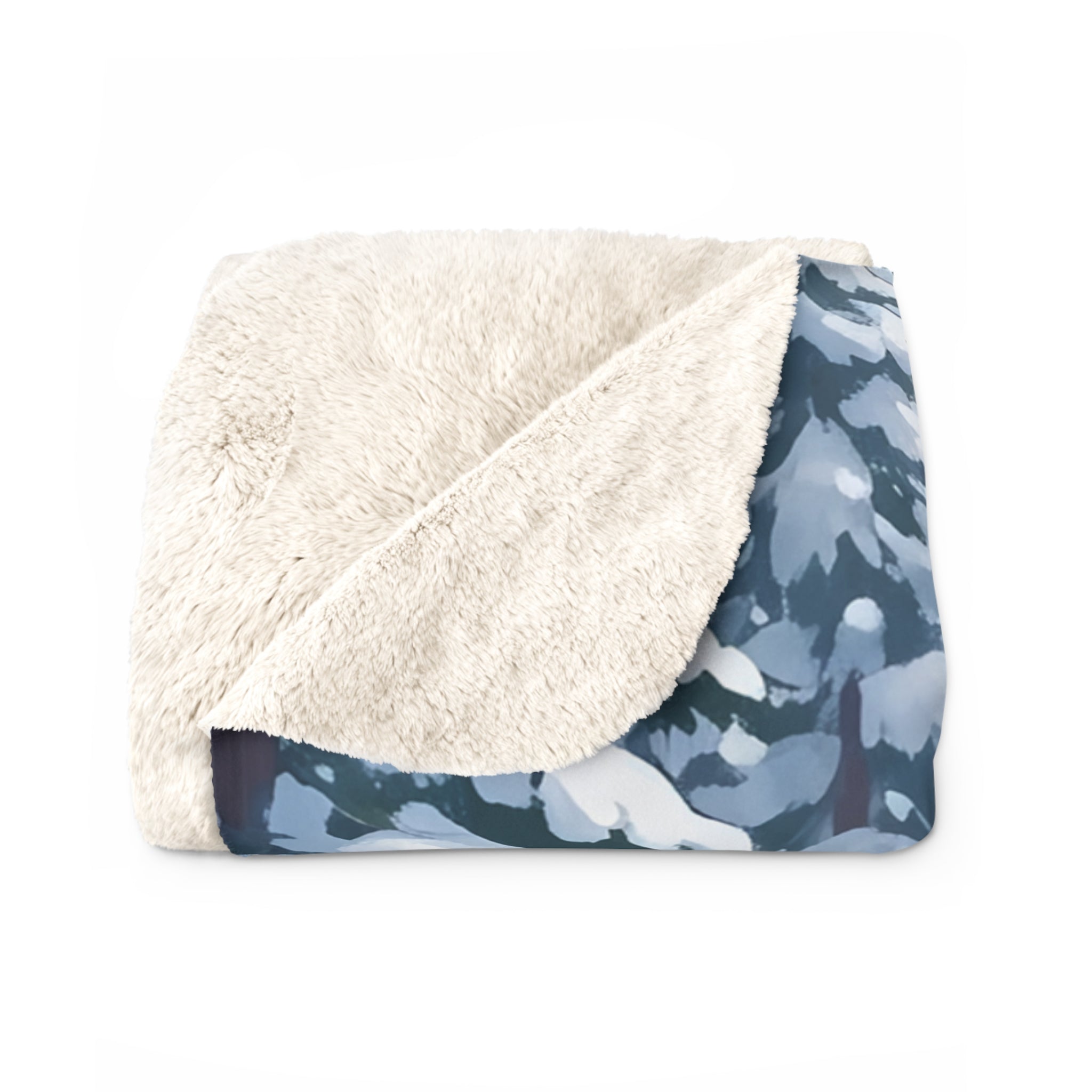 Cozy Winter Anime Sherpa Blanket Girls in Snowy Forest Cute Manga Style Gift for Anime Fans