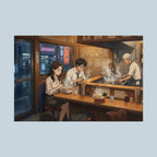 The Midnight Ramen Shop Anime Slice of Life Rainy Night Poster