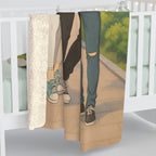 Anime Sherpa Blanket Cozy Friends on Campus Soft Japanese Throw for Anime Lovers and Dorm Rooms