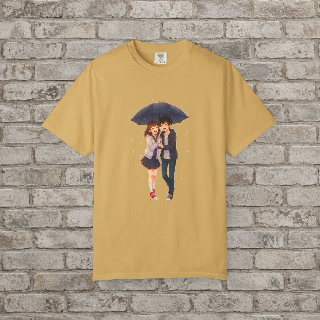 Rainy Day Romance Anime Couple T-Shirt