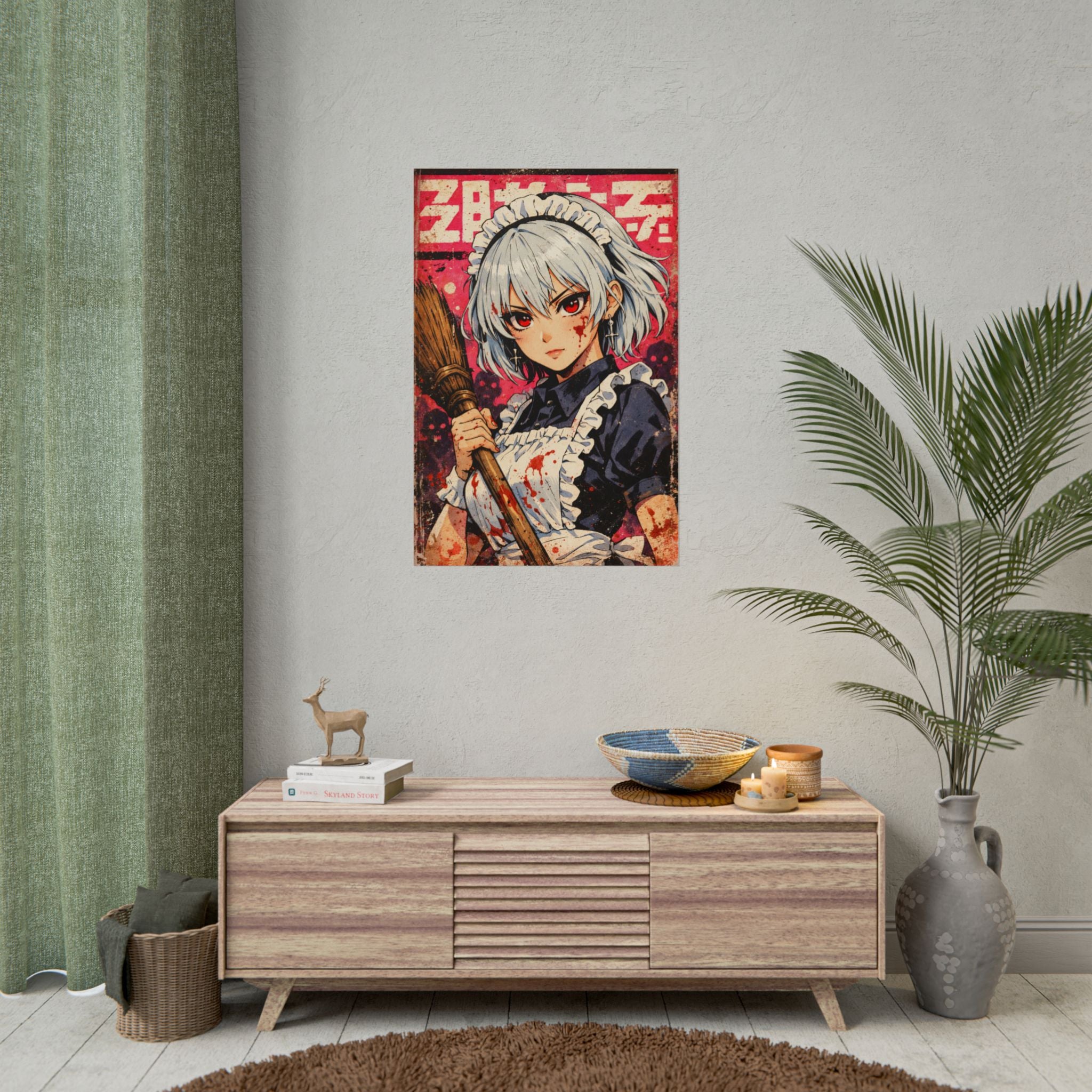 Shizu Sakamoto Poster – ZOMBA Squad Anime Wall Art, Retro Grindhouse Horror Print, Zombie Apocalypse Manga Style Decor