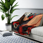 Anime Pin Up Girl Sherpa Blanket Grindhouse Girl Gun Horror Throw Soft Cozy Gift for Anime Fans and Gamers