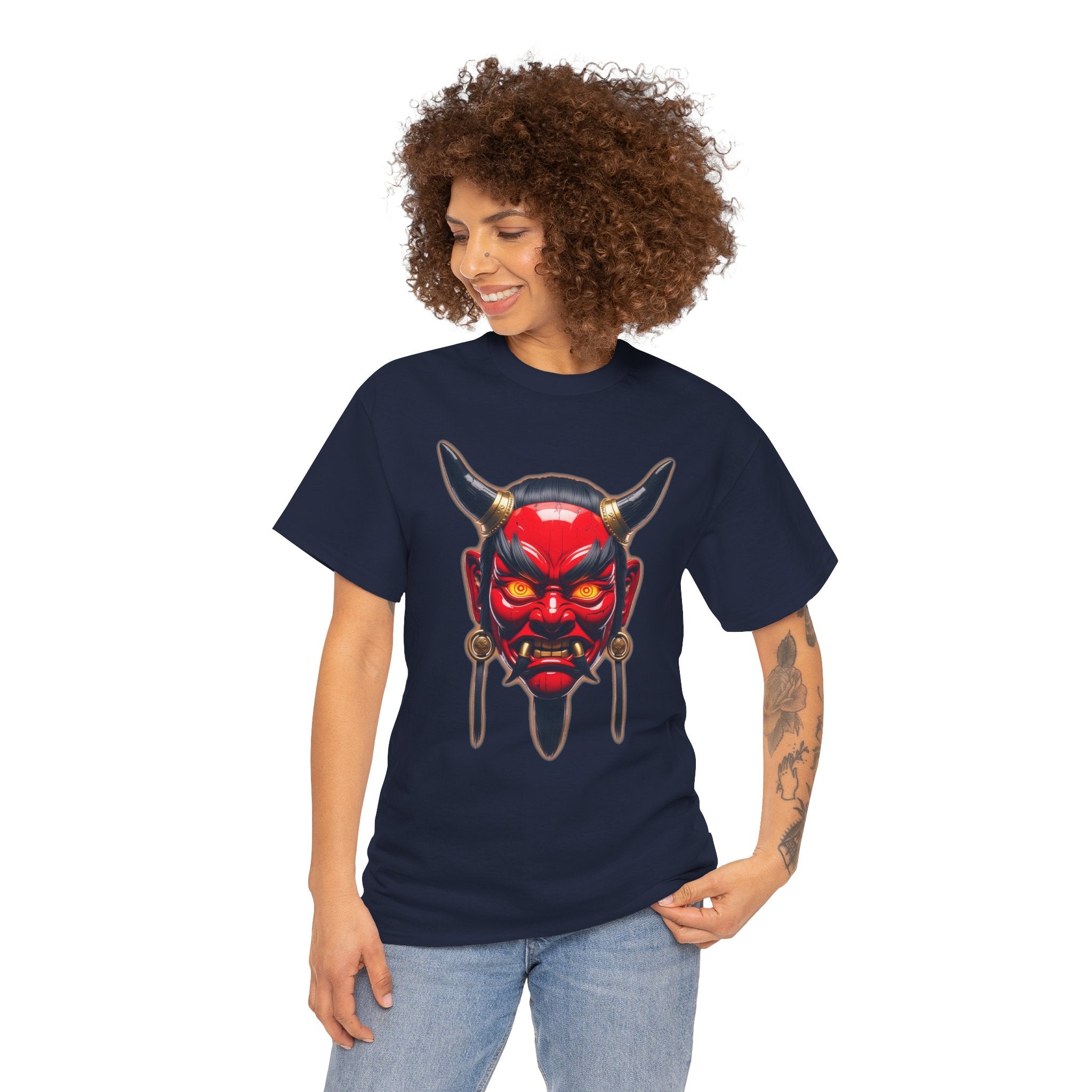 Oni Mask Anime T Shirt Japanese Demon Streetwear Graphic Tee Dark Aesthetic Samurai Horror Shirt Gift for Anime FansGift for Anime Fans