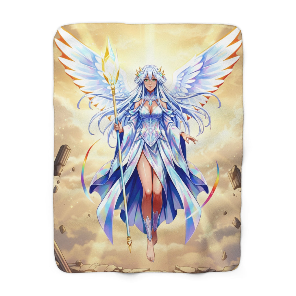 Lyria Solara Anime Sherpa Blanket Celestial Angel Glow Fantasy Hero Plush Throw