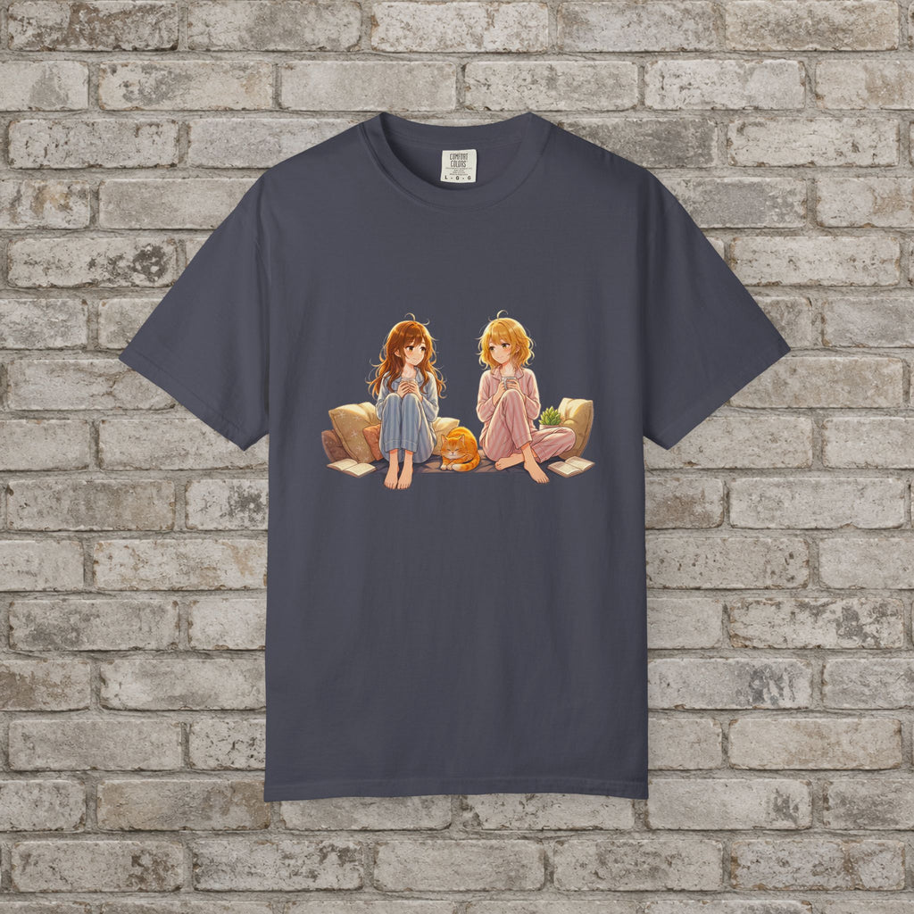 Cozy Anime Girls & Cat T-Shirt
