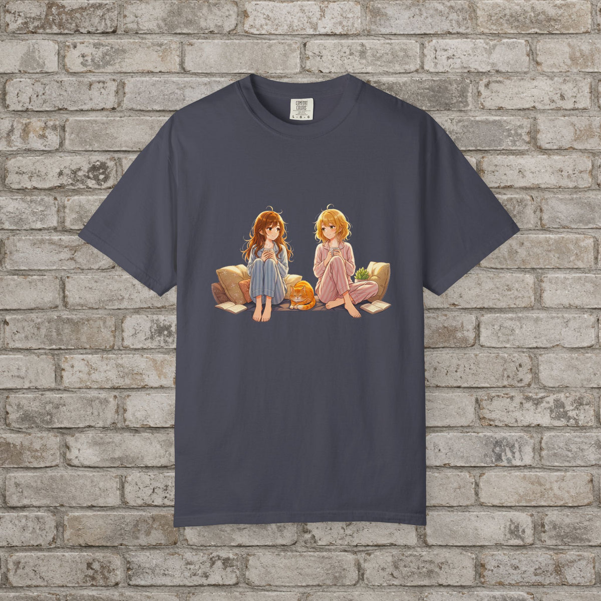 Cozy Anime Girls & Cat T-Shirt