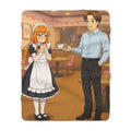 Anime Maid Café Sherpa Blanket Cute Cozy Japanese Decor Gift for Anime Fans and Otaku Rooms