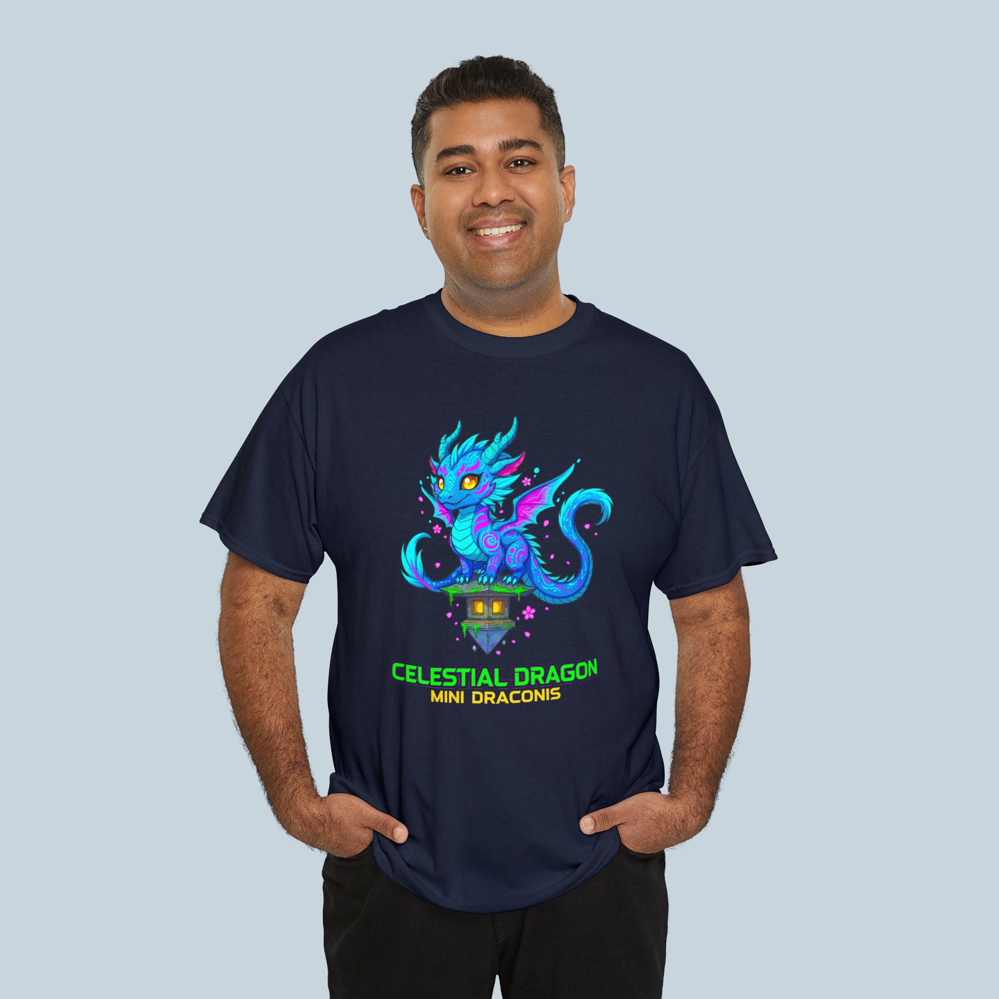 Celestial Dragon Anime T Shirt Cute Fantasy Dragon Neon Glow Magical Creature Shirt Gift for Anime Fans