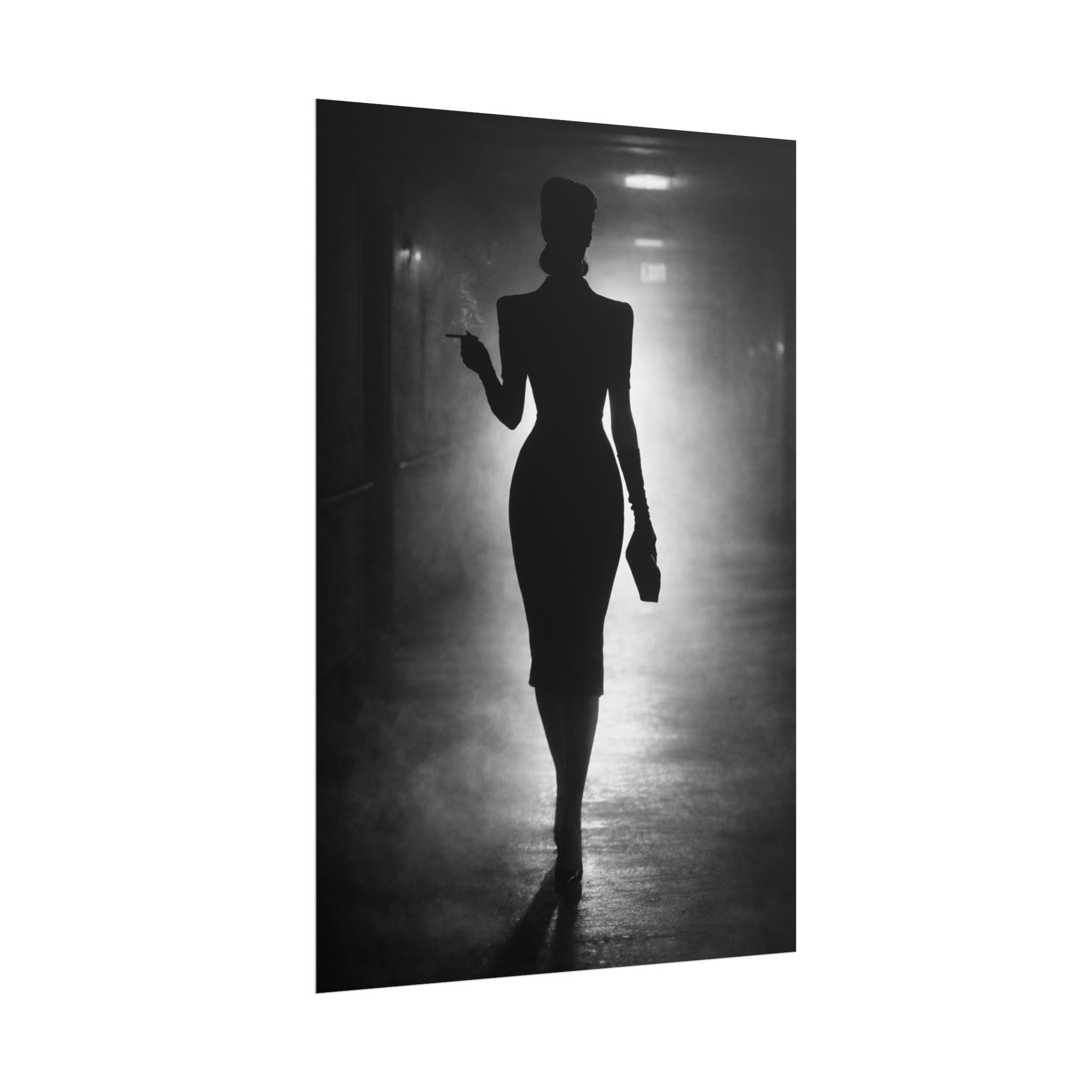 Dark Rose Poster – Noir Anime Wall Art, The Lore Paradox Character, Shadow Silhouette Artwork, Mystery Anime Aesthetic, 24x36 Print
