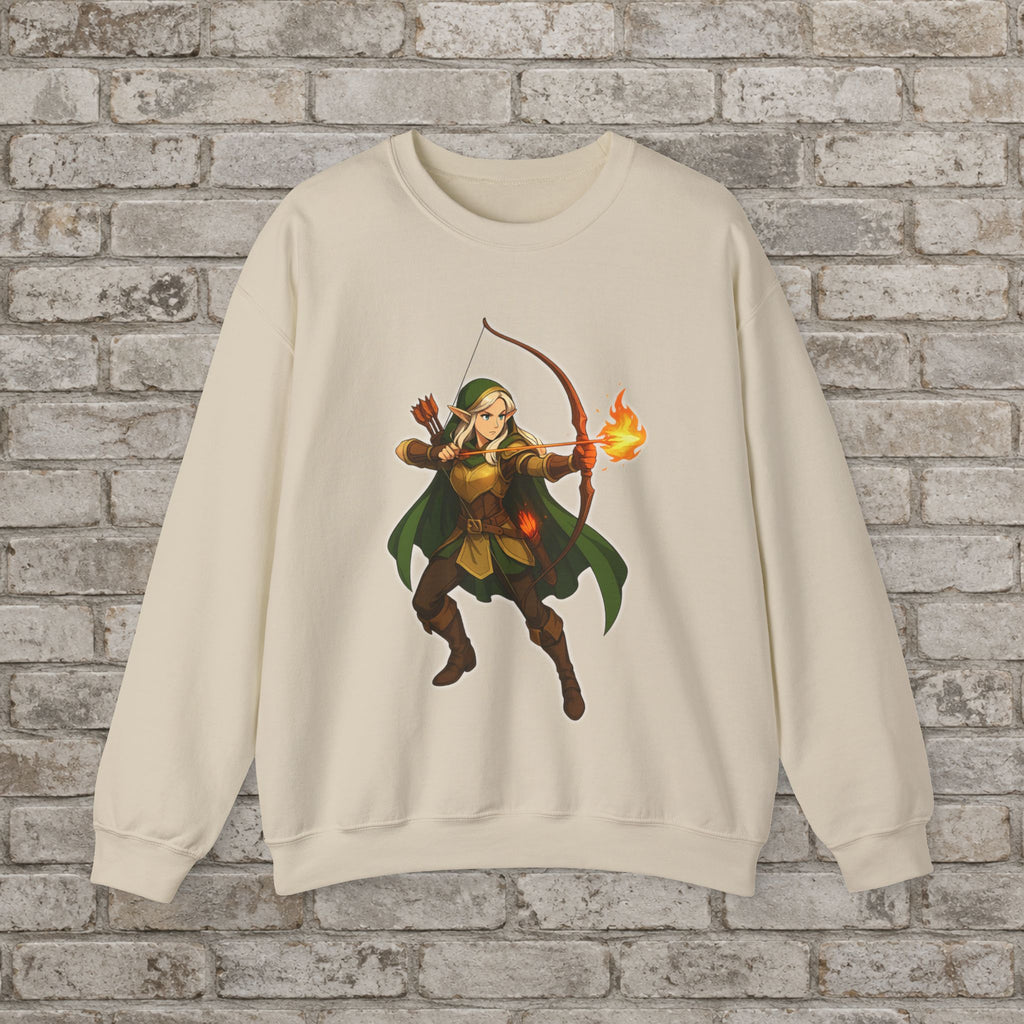 Elf Flame Archer: Anime Fantasy Sweatshirt