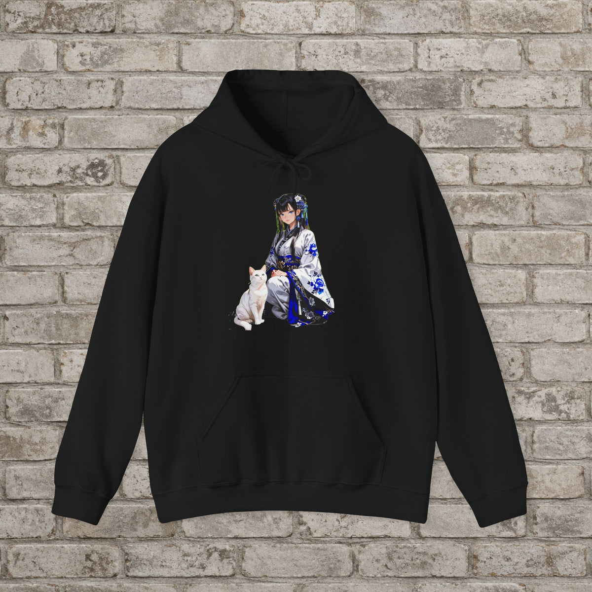 Blue Kimono Cat Anime Hoodie