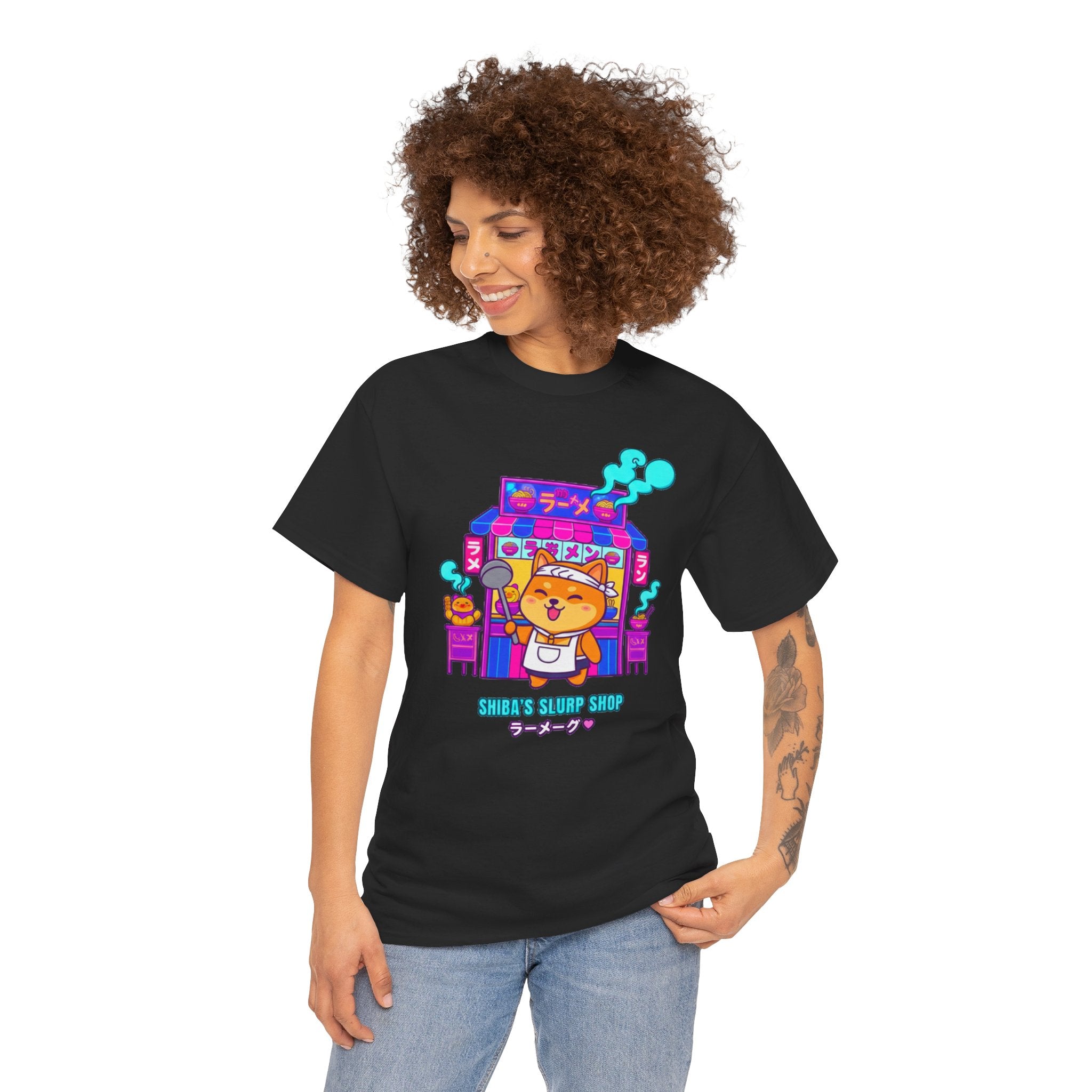 Shiba Ramen Anime T Shirt Cute Japanese Food Dog Graphic Tee Kawaii Anime Streetwear Gamer Shirt Unisex
