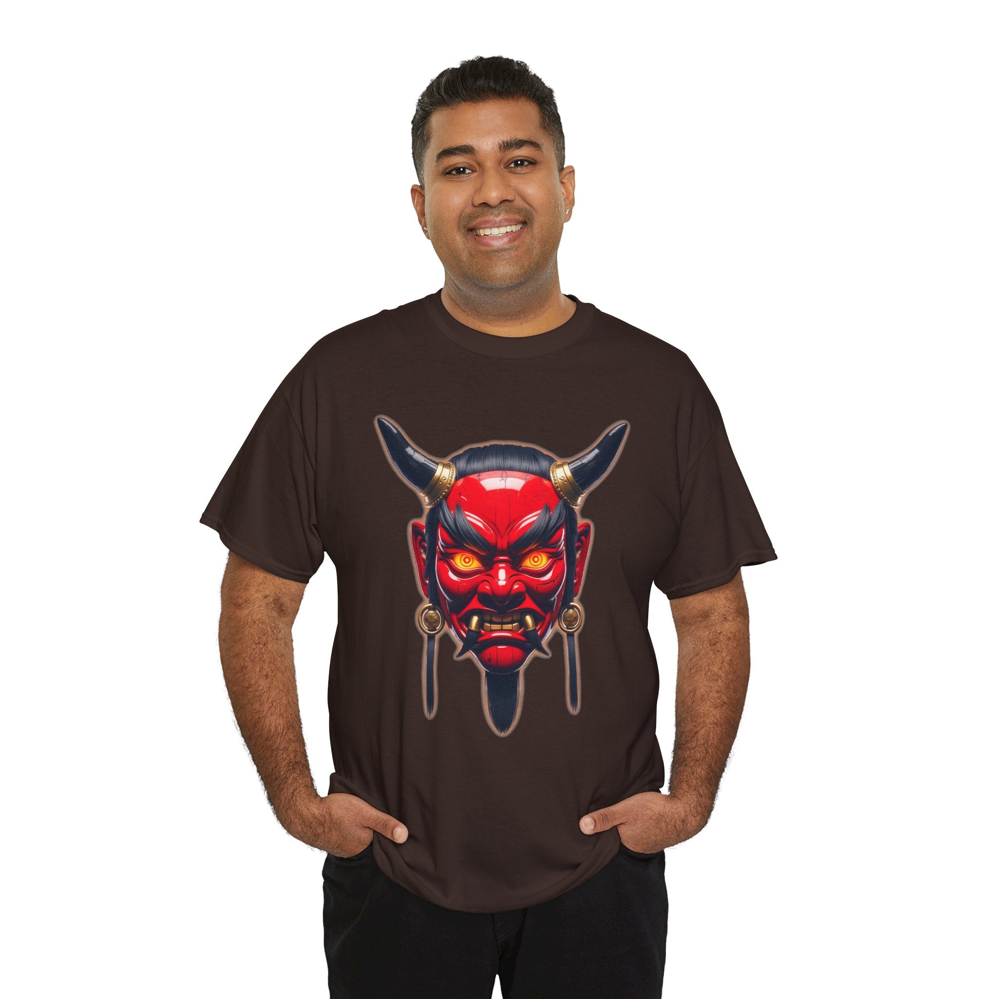 Oni Mask Anime T Shirt Japanese Demon Streetwear Graphic Tee Dark Aesthetic Samurai Horror Shirt Gift for Anime FansGift for Anime Fans