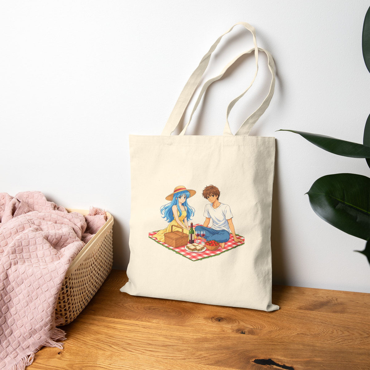 Anime Romantic Picnic Tote Bag