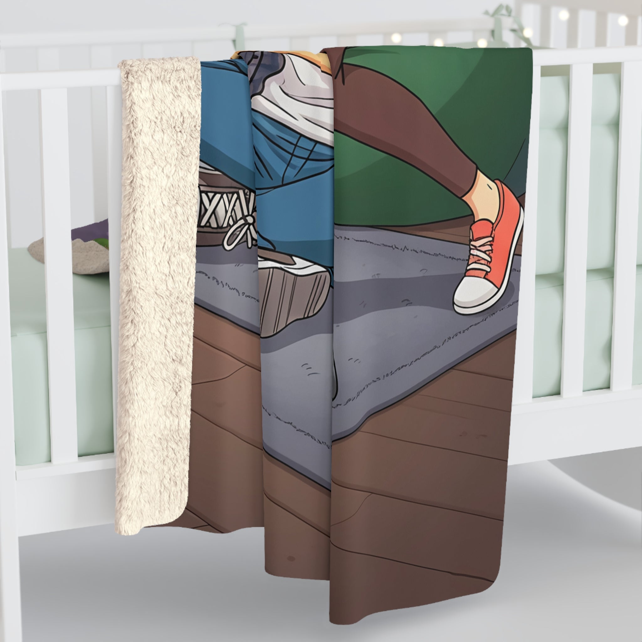 Cozy Gamer Couple Sherpa Fleece Blanket — Anime Gaming Room Design