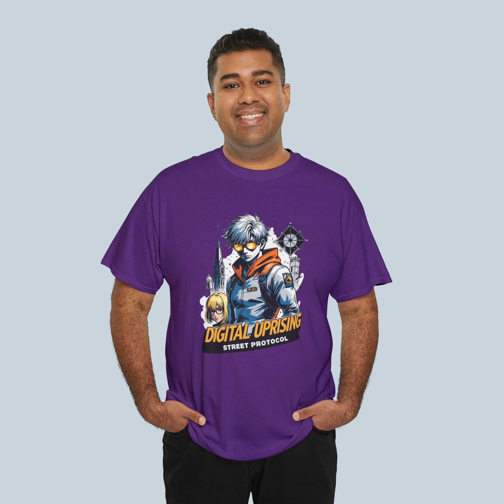 Digital Uprising Anime T Shirt Cyberpunk Streetwear Hacker Sci Fi Graphic Tee