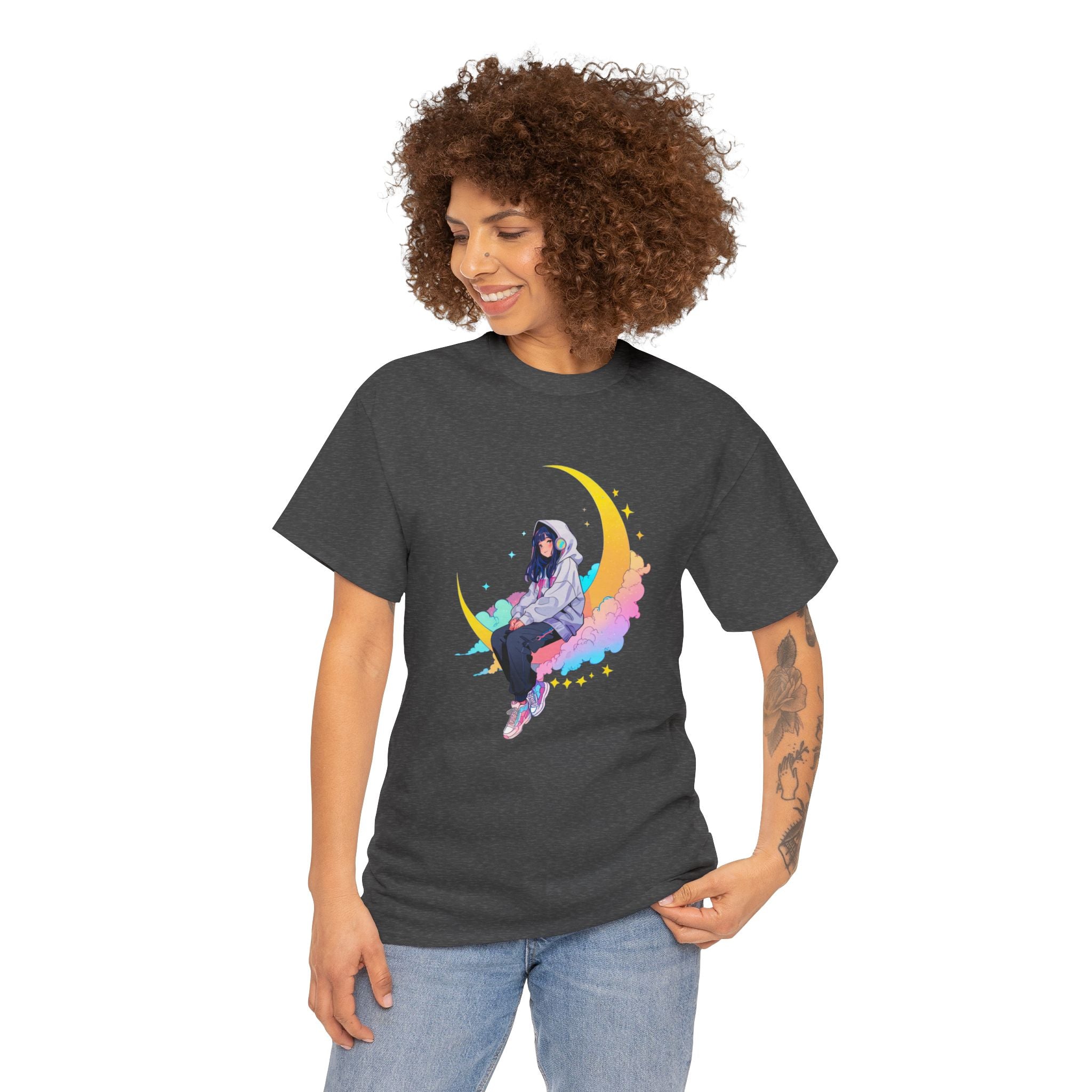 Star Gazer Anime T Shirt Cosmic Dreamer Moon Aesthetic Streetwear Gift