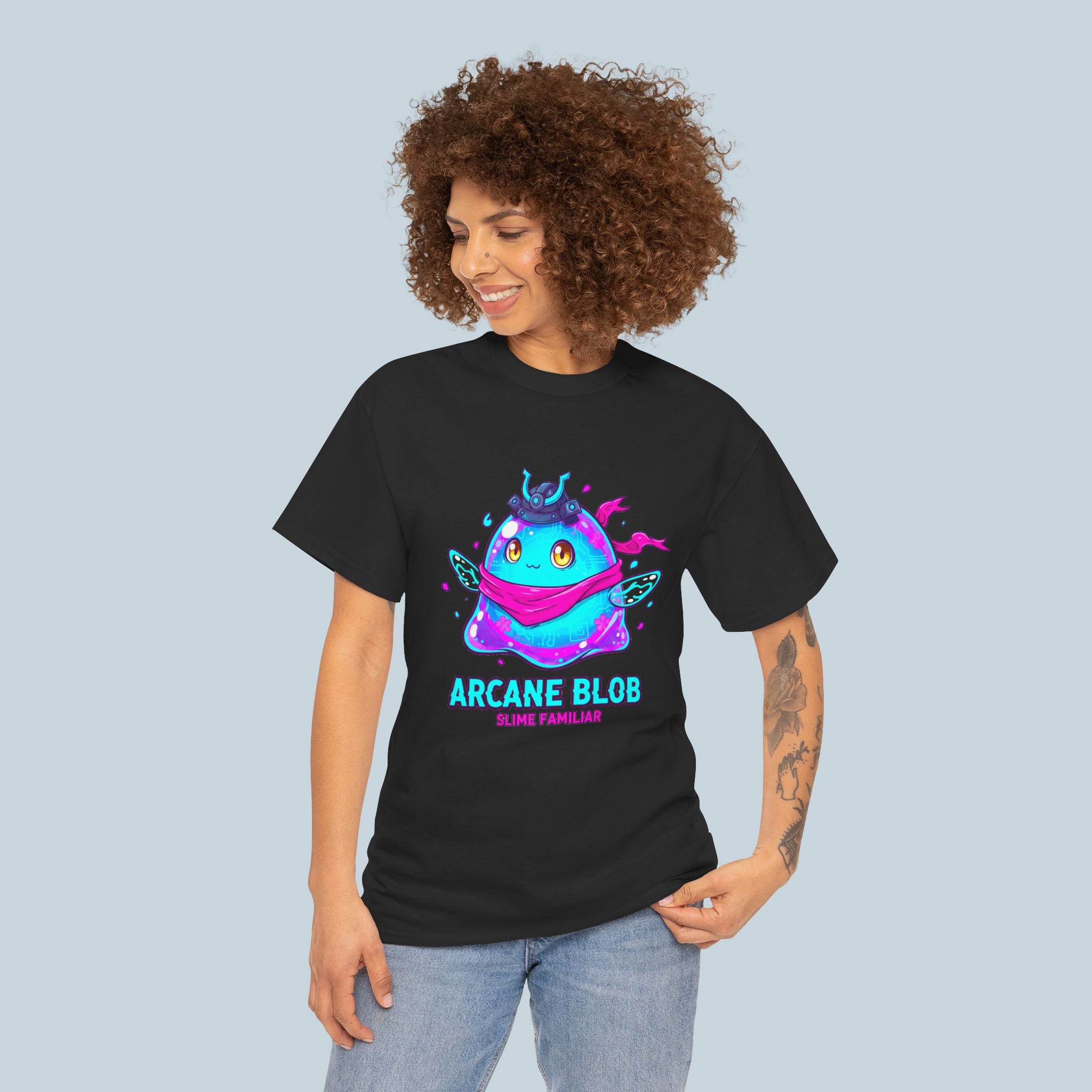Arcane Blob Anime T Shirt Cute Slime Familiar Fantasy Gamer Tee