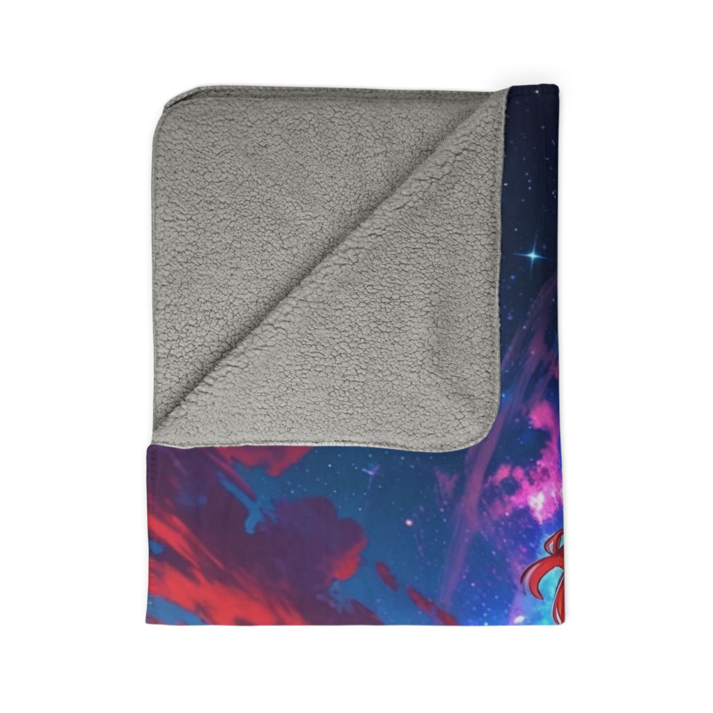 Celestial Dreamer Anime Sherpa Blanket – Starry Night Fantasy Girl Fleece Throw