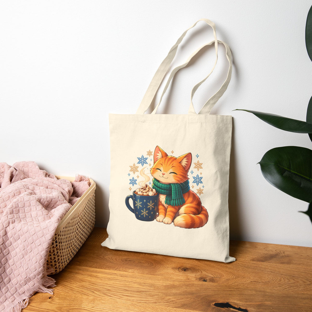 Cozy Cat Cocoa Tote Bag