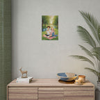 Cozy Anime Picnic Poster – Slice-of-Life Couple by the River | Warm Sunset Park Scene Wall Art