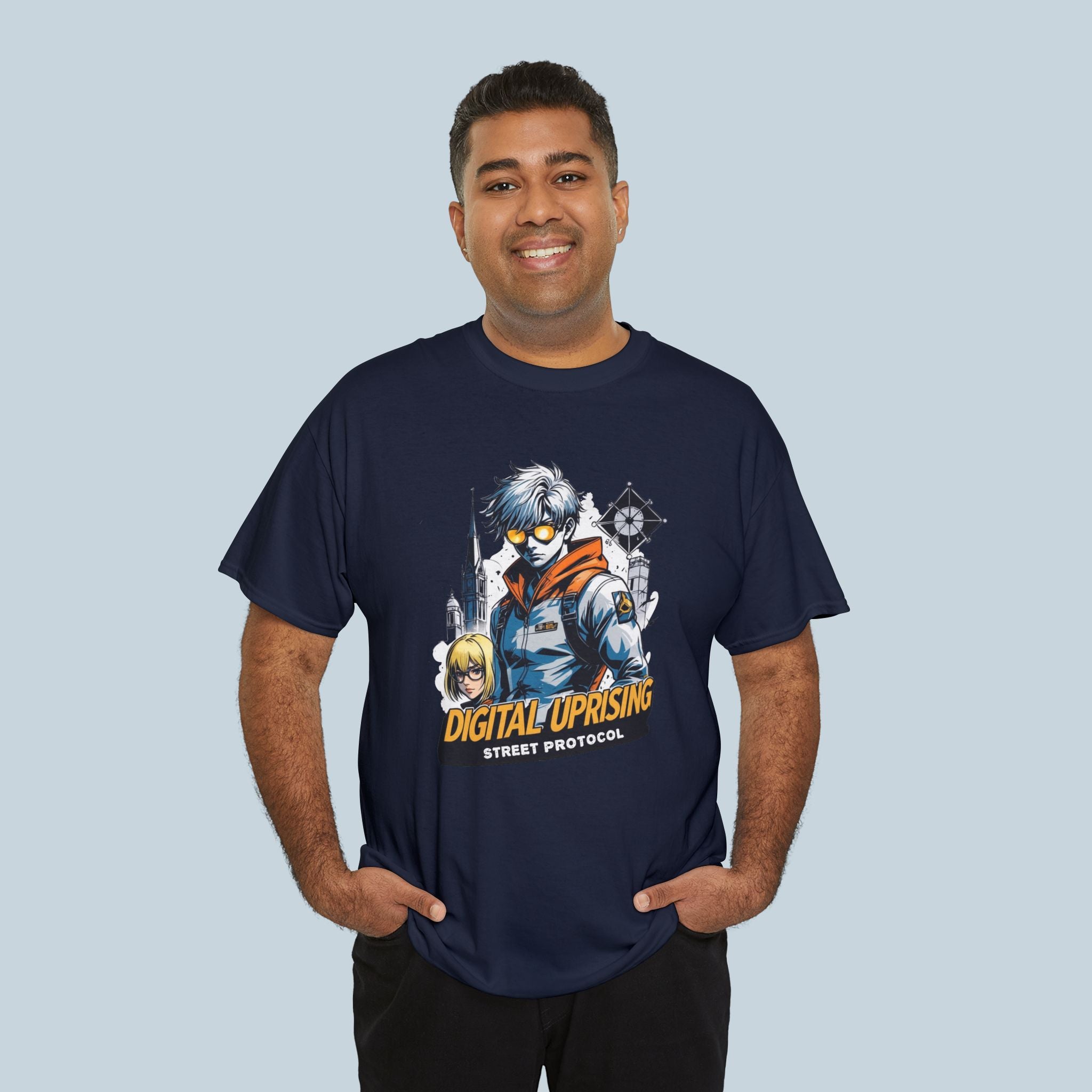 Digital Uprising Anime T Shirt Cyberpunk Streetwear Hacker Sci Fi Graphic Tee