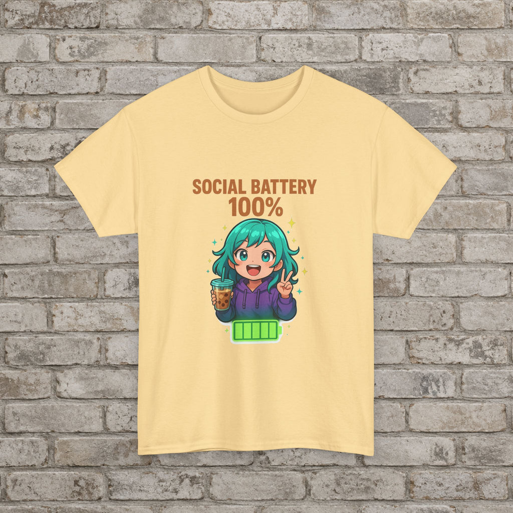 Social Battery 100% Anime T-Shirt