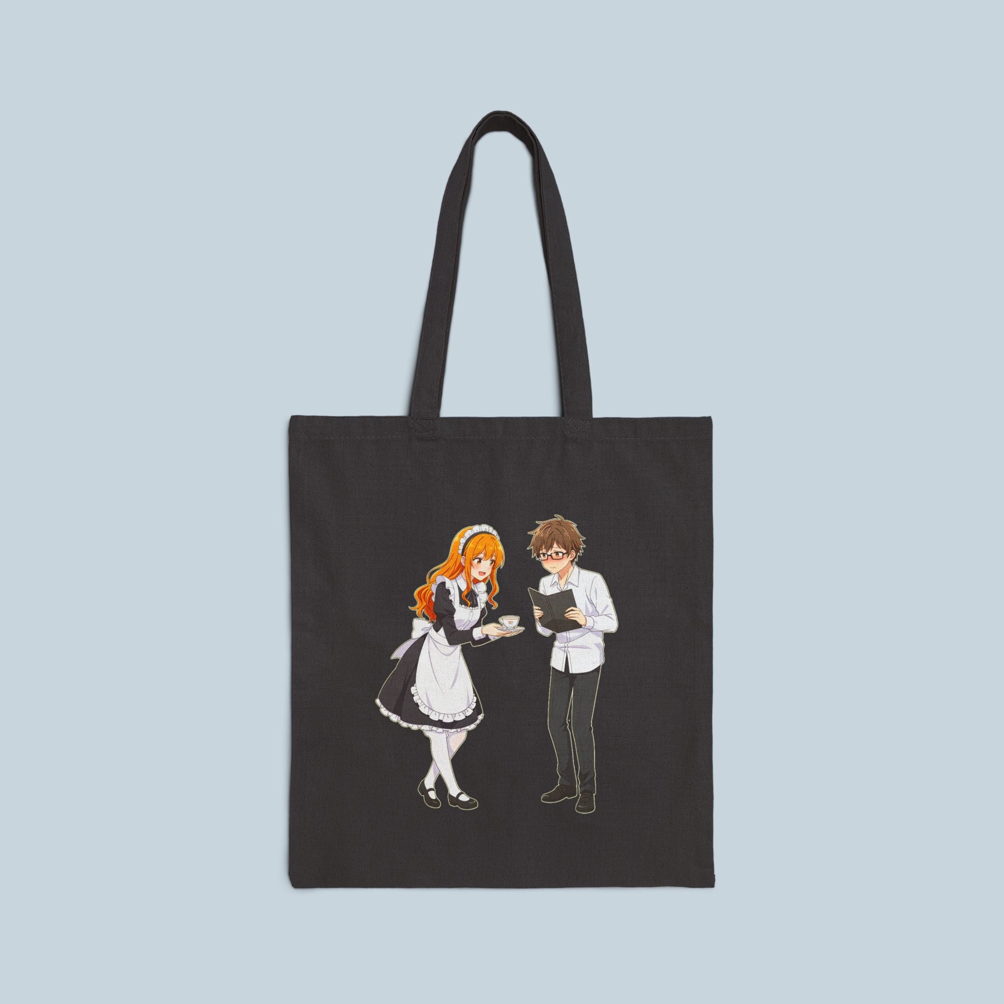 Anime Maid Cafe Tote Bag Cute Waitress and Barista Canvas Bag for Otaku Fans