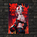 Oni Mask Demon Girl Poster