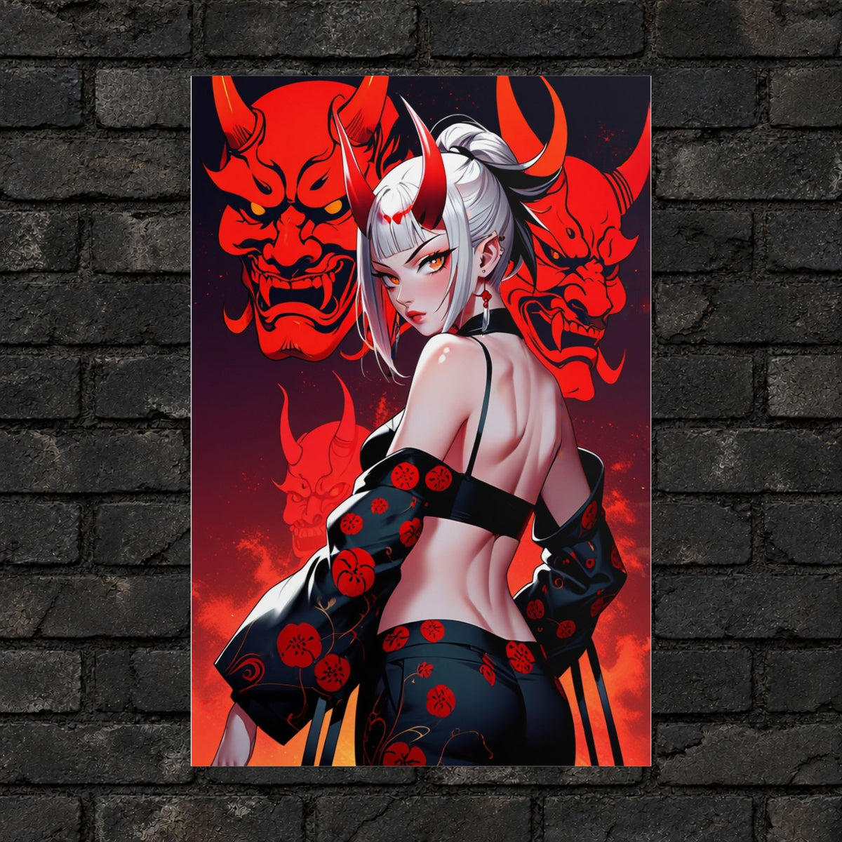 Oni Mask Demon Girl Poster