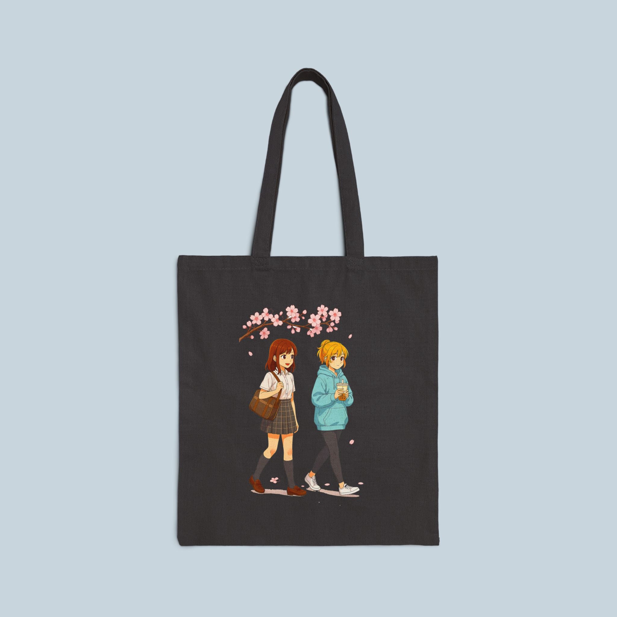 Cherry Blossom Walk Anime Tote Bag – Cozy Slice of Life Sakura Design