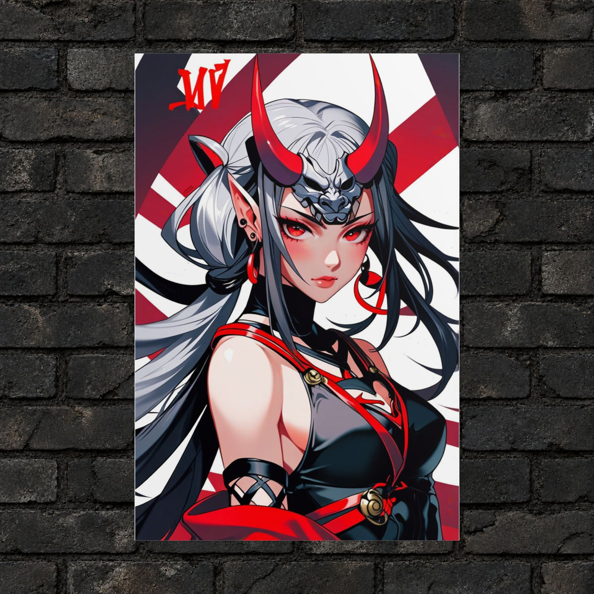 Oni Mask Anime Demon Poster