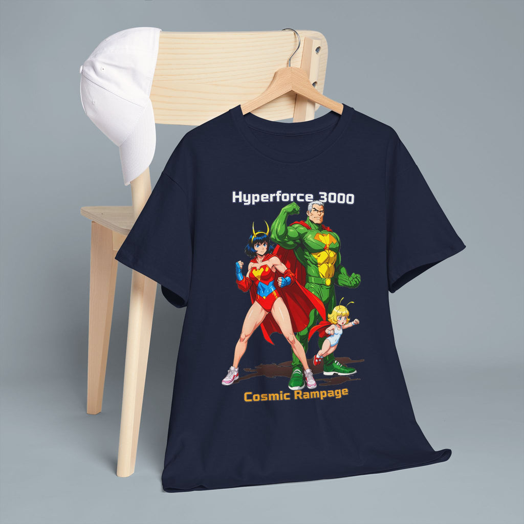 Hyperforce 3000 T-Shirt – Retro Anime Comic Style Superhero Tee – Cosmic Rampage Edition