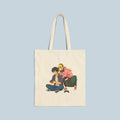 Anime Couple Tote Bag — Cute Gamer Girl & Boy Cotton Canvas Shopper