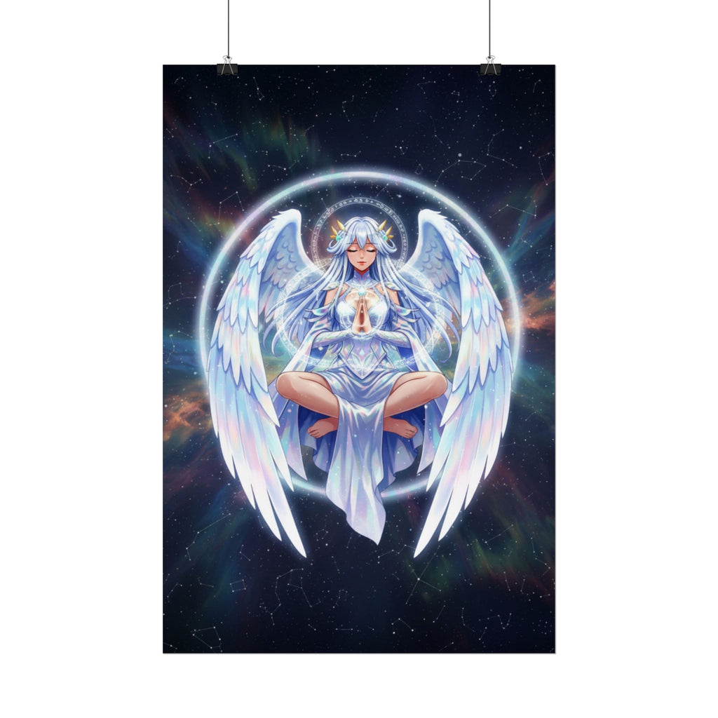 Lyria Solara Anime Poster Celestial Angel Wall Art Fantasy Goddess Print for Bedroom or Studio