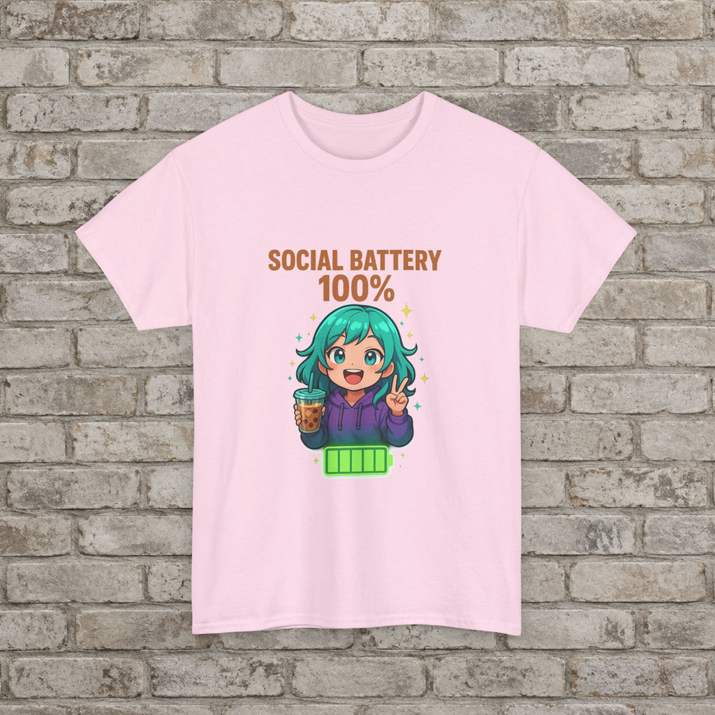 Social Battery 100% Anime T-Shirt