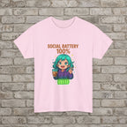 Social Battery 100% Anime T-Shirt