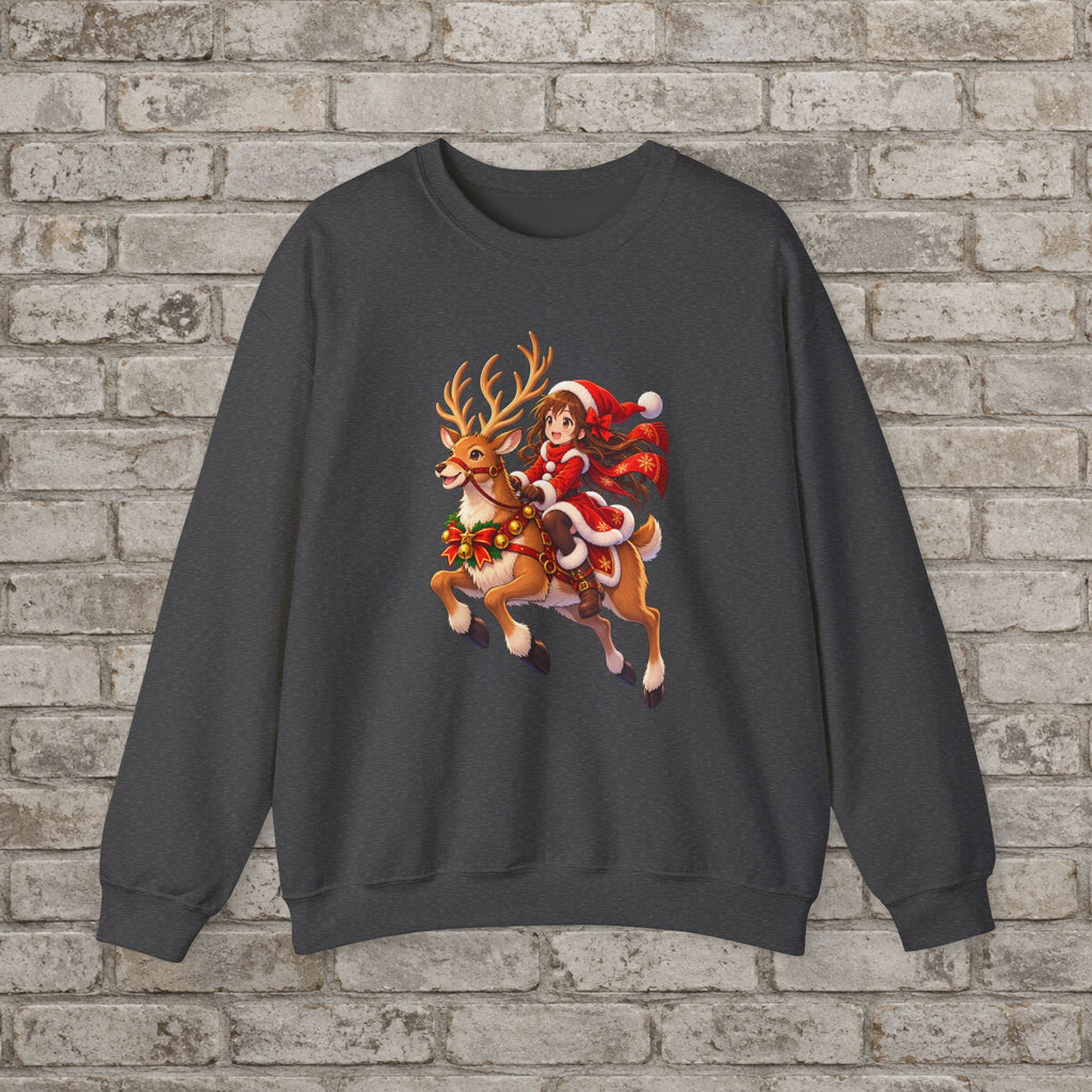 Christmas Reindeer Ride Anime Sweatshirt