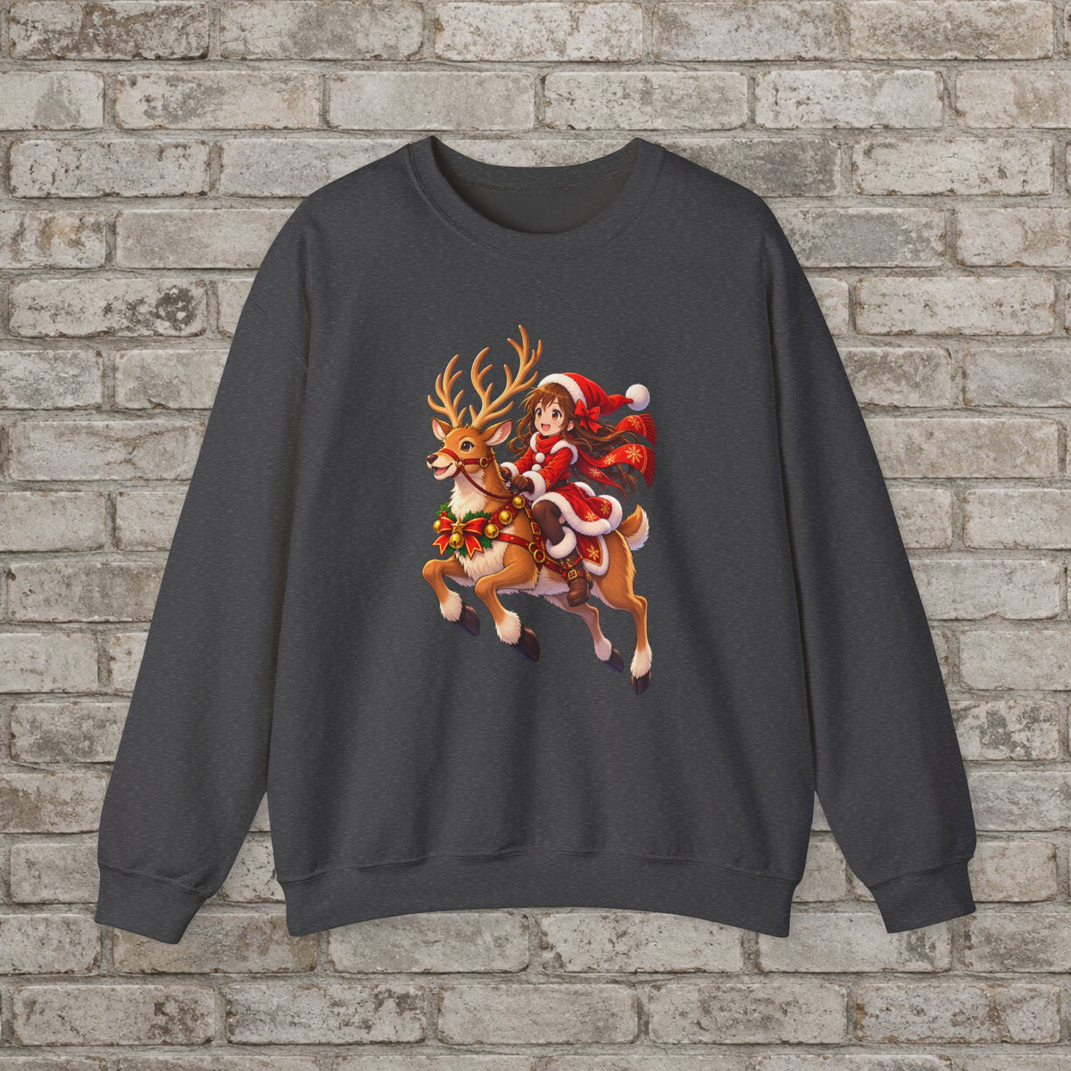 Christmas Reindeer Ride Anime Sweatshirt