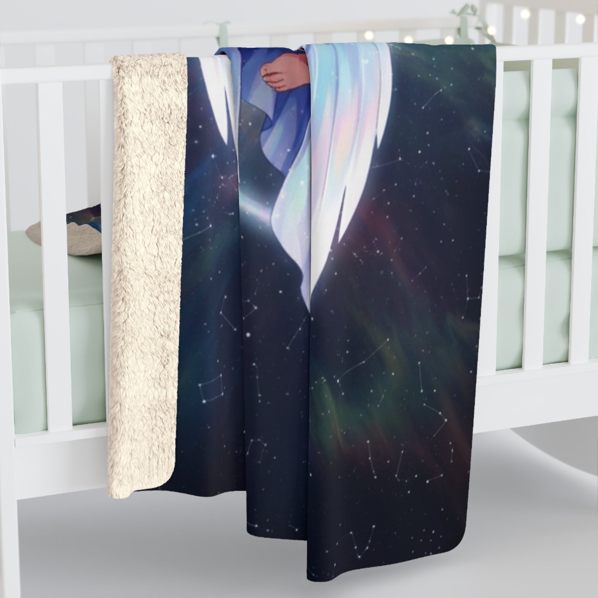Lyria Solara Anime Sherpa Blanket Celestial Angel Soft Cozy Throw Fantasy Goddess Bedding Gift