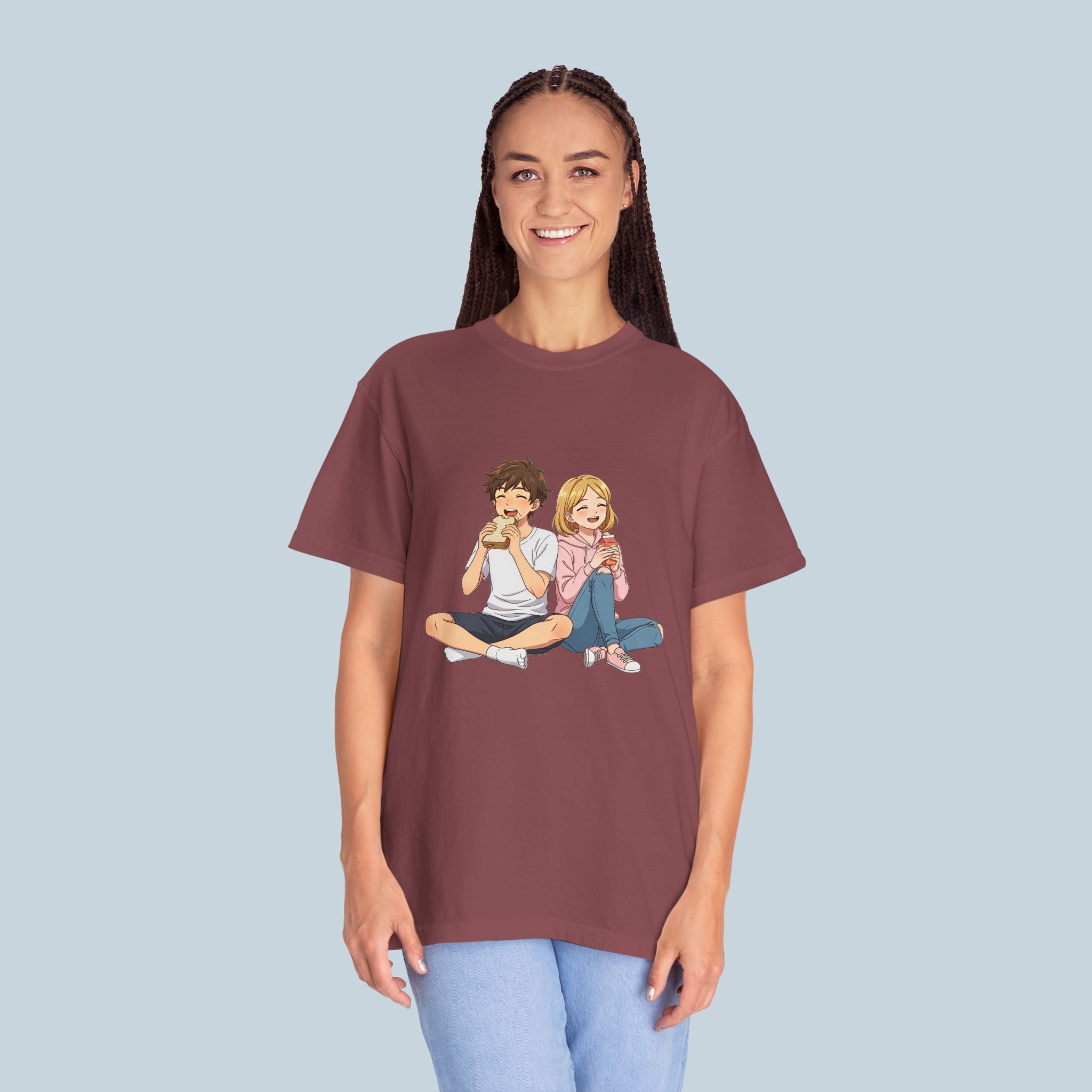 Anime Couple Eating Ramen T-Shirt — Cute Kawaii Date Night Tee