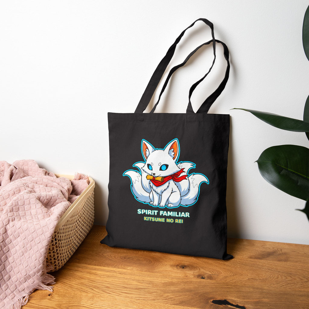 Kitsune Spirit Familiar Anime Tote Bag Cute Fox Yokai Japanese Myth Reusable Shopping Bag Anime Gift