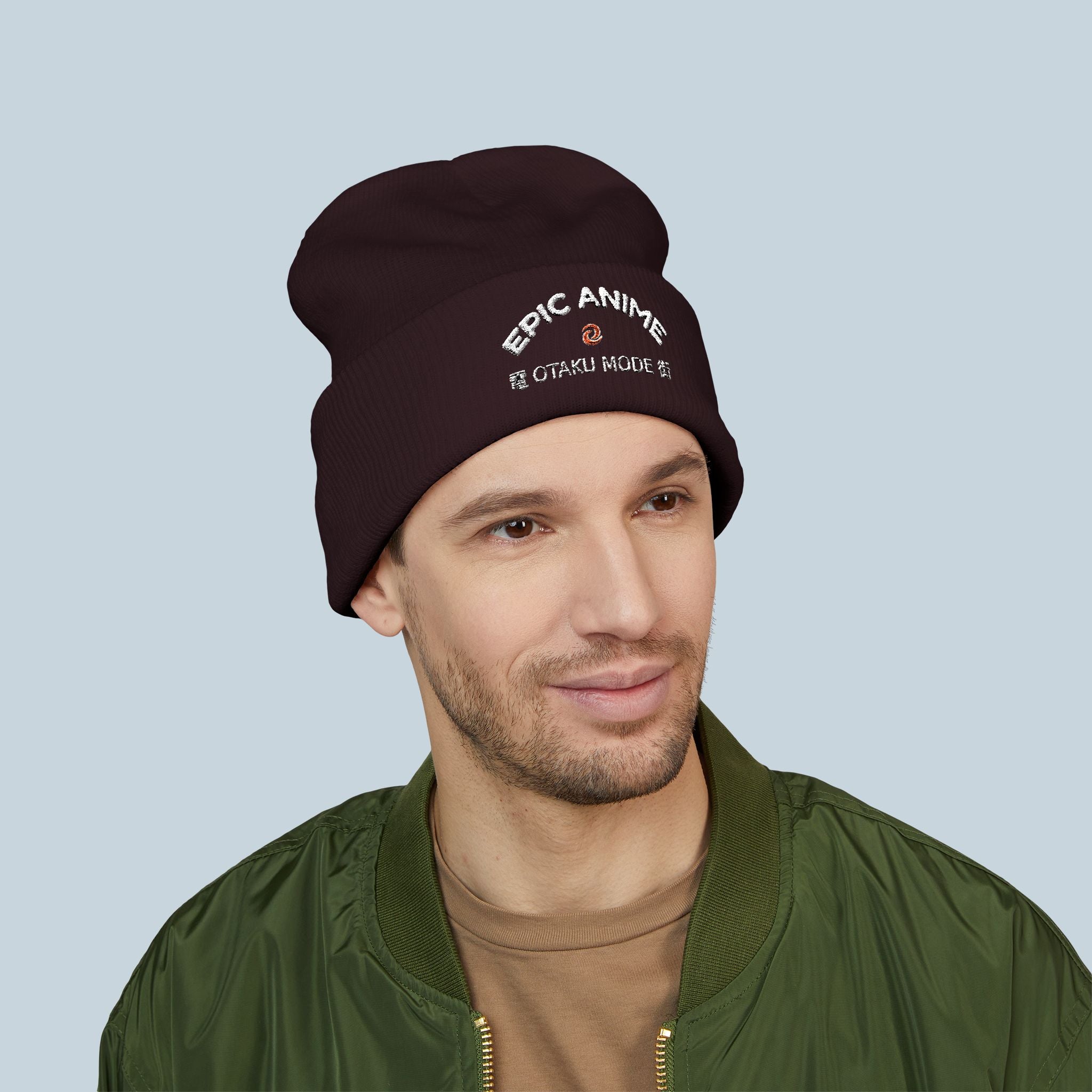 Epic Anime Embroidered Cuffed Beanie — Otaku Mode Knit Hat