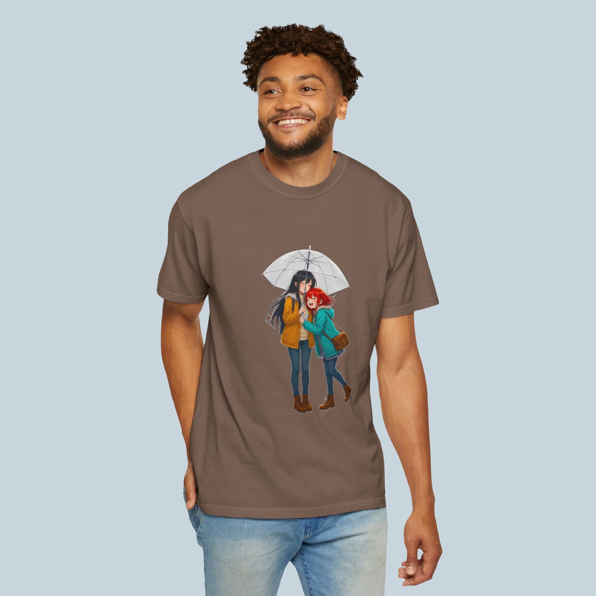 Anime Rainy Day T-Shirt Comfort Colors Soft Tee Cute Couple Gift for Anime Fans