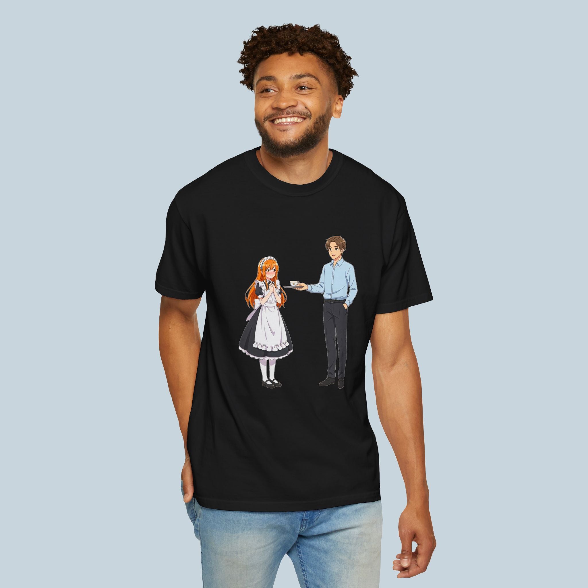 Anime Maid Café T-Shirt Comfort Colors 1717 Vintage Waitress Design Japanese Server Cute Otaku Streetwear