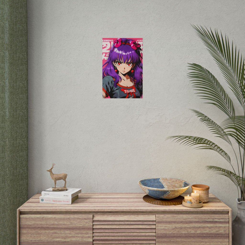 Yumi Kisaragi Cherry Bomb Poster – ZOMBA Squad Anime Girl Wall Art, Retro Horror Pin-Up Print, Zombie Apocalypse Decor