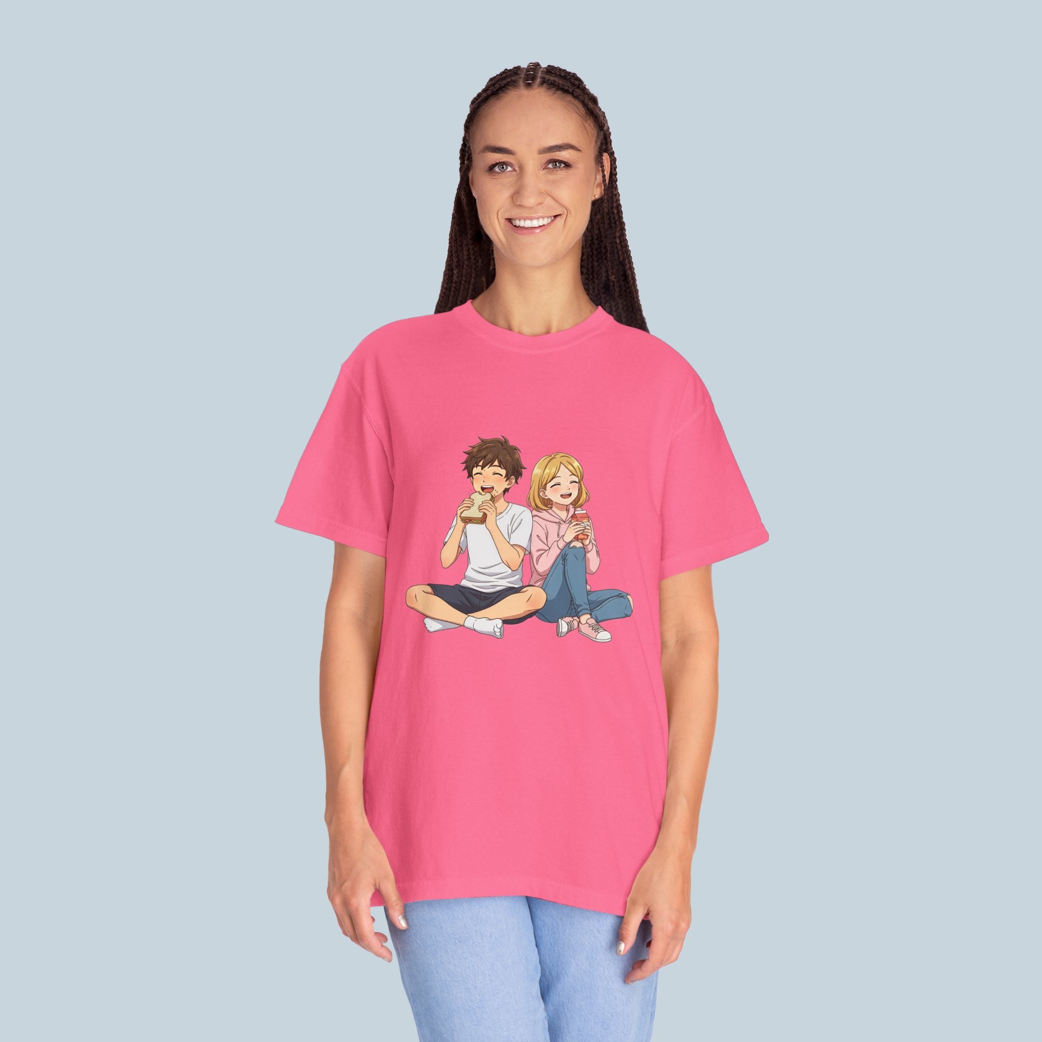 Anime Couple Eating Ramen T-Shirt — Cute Kawaii Date Night Tee
