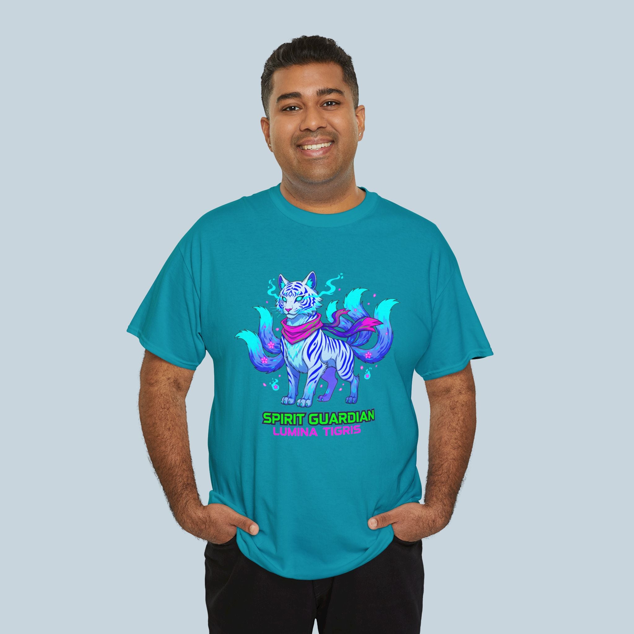 Spirit Guardian Tiger Anime Shirt Neon Fantasy Guardian Animal Tee