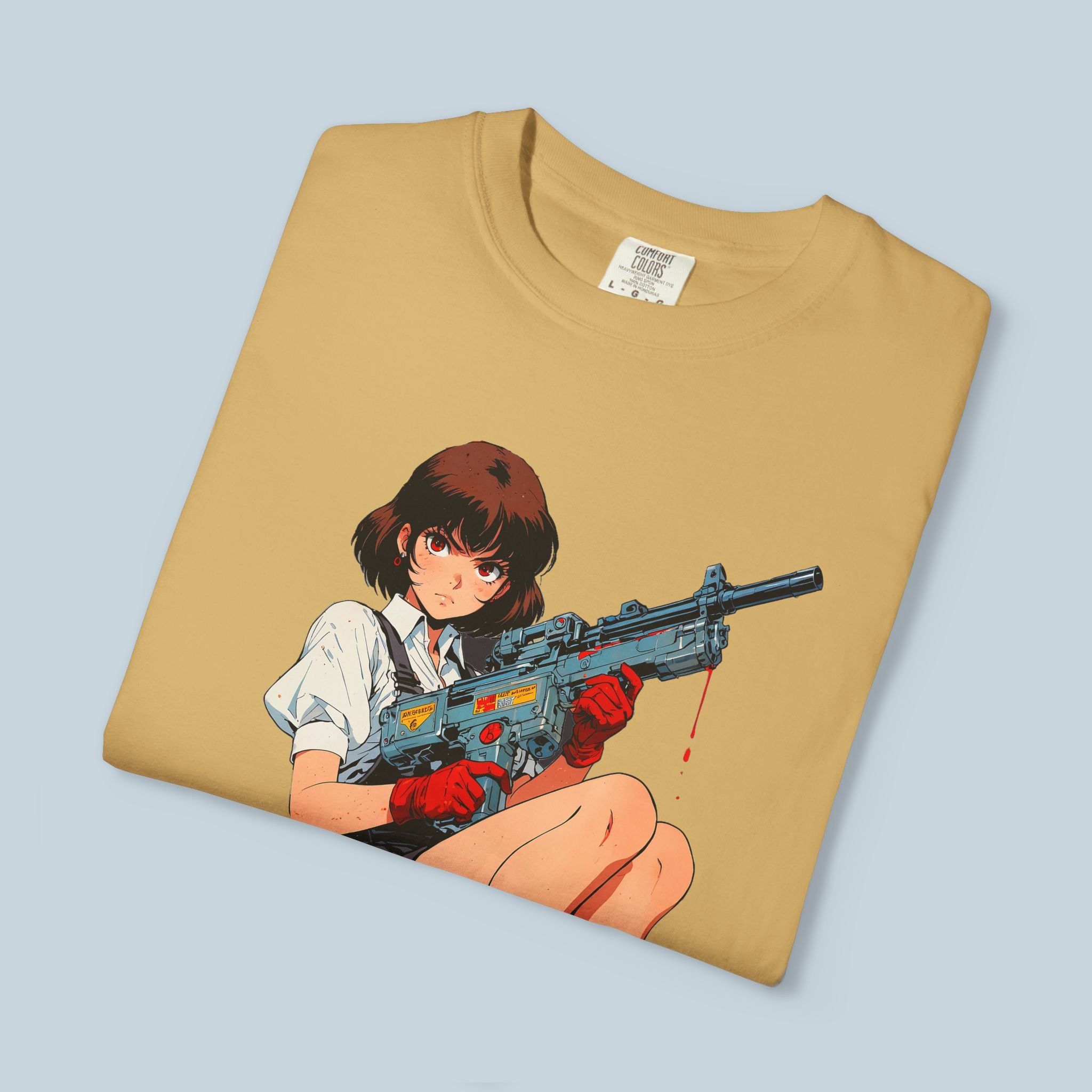 Anime Pin up Girl Rifle Graphic T-Shirt Comfort Colors 1717 Soft Streetwear Tee for Otaku and Gamers
